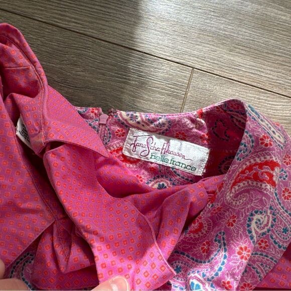 Vintage Jane Schaffhausen Belle France Floral Dress - Saks Fifth Ave Tag Size 4 - Picture 5 of 10